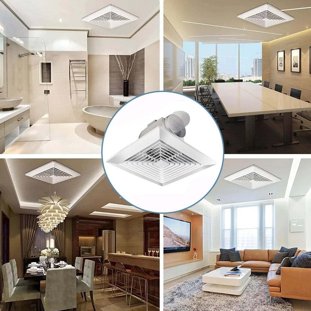 Bathroom Exhaust Fan Integrated Ceiling Ventilation Fans White Powerful ...