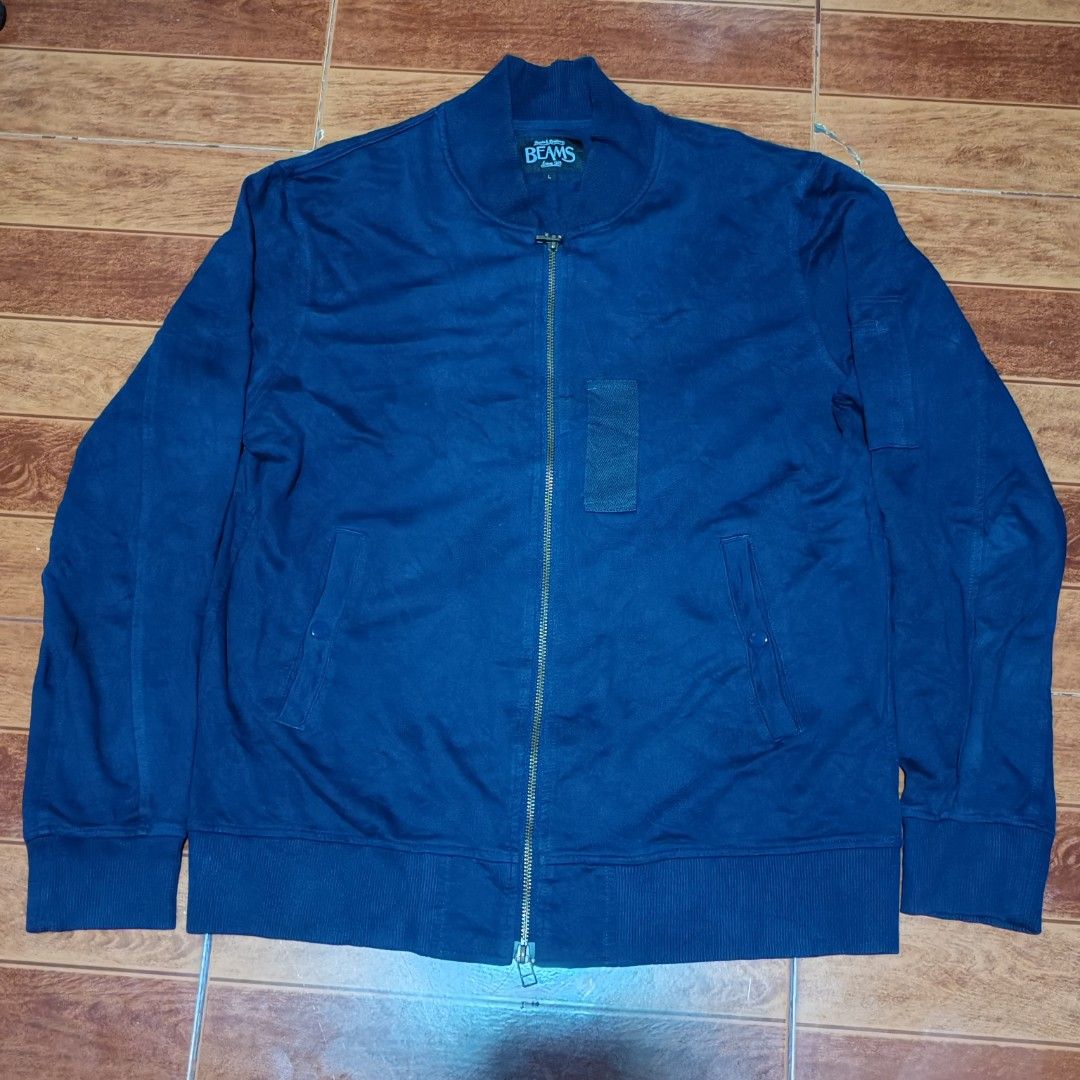 Beams Since 1976 Navy Blue Bomber Jacket Size L (Category: Coats, Jackets and Outerwear) located in Caloocan City. Submitted by calmfish.aae475 (Listing ID 1470061258, Image 1). Description: Brand: Beams - Style: Bomber Jacket / Sweatshirt - Color: Deep Navy Blue - Size: Large (L tag attached) 25x23 - Material: Comfortable cotton.