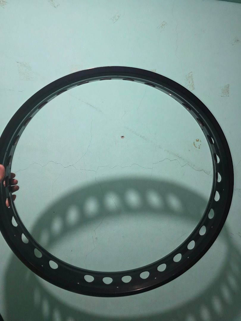 Black motorcycle wheel rim with matching spokes set, Sports Equipment ...