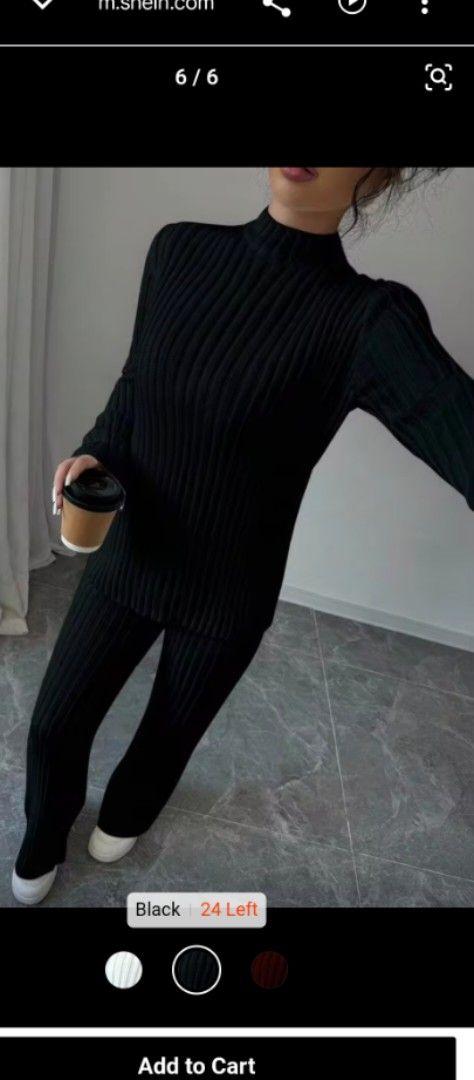 Black Ribbed Knit Sweater and Pants Two Piece Set (Category: Sets or Coordinates) located in General Trias. Submitted by mrg10 (Listing ID 1469965364, Image 2). Description: - Color: Solid Black - Material: Soft, stretchy ribbed knit - Set includes: Long sleeve mock neck top & high-waist wide-leg pants - Fit: Comfortable and flattering stretch - Perfect for: Casual wear, lounging, or cooler weather - Versatile: Easy to pair with other wardrobe pi