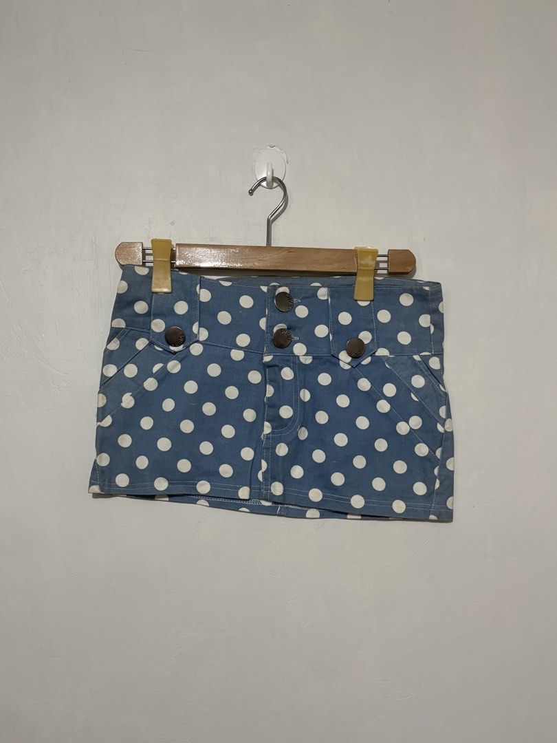 Blue Polka Dot Denim Skirt (Category: Skirts) located in Echague. Submitted by love.periii (Listing ID 1470060928, Image 1). Description: 𝐀𝐕𝐀𝐈𝐋𝐀𝐁𝐋𝐄 | Send your offer if interested. Please don’t ask obvious or clearly indicated questions—it will not be entertained. ❌ NO LOWBALLERS ❌ waist 30” length 10.5” NO ISSUE payment: gcash shipping via j&t.