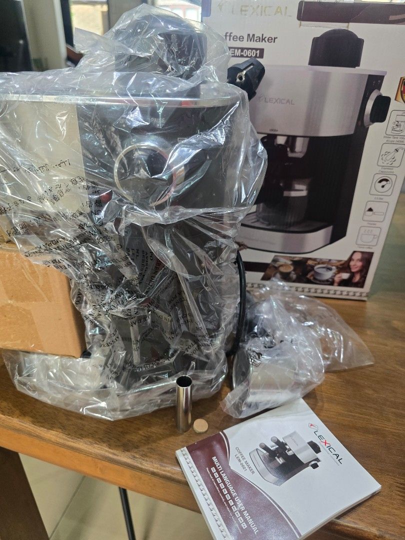 Brand new Lexical Coffee Maker LEM 0601 (Category: Coffee Machines & Makers) located in Taguig. Submitted by dhescabero (Listing ID 1469958999, Image 2). Description: Brand new Lexical Coffee Maker LEM 0601 COFFEE MAKER ESPRESSO 220-240V~50/60 Hz, 800W Steam Pressure: 3.5 bar Coffeepot capacity: 300ml Stainless Steel frame Overheat Protection Detachable frothing nozzle Detachable drip tray Non-Slip Rubber Feet Price Php1500 Strictly no reservatio