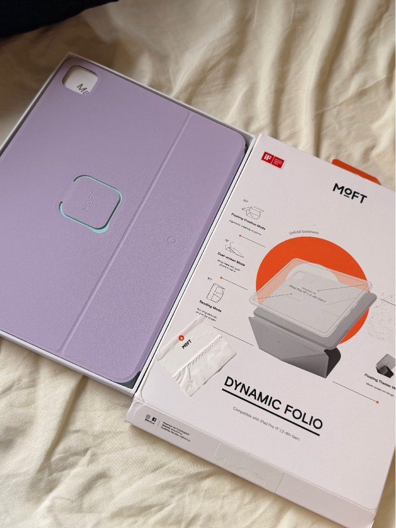 BRAND NEW MOFT Dynamic Folio for iPad Pro 11” (2nd–4th Gen) | Lavender / Mint (Category: Cases & Sleeves) located in Manila. Submitted by sam.claree (Listing ID 1469987996, Image 1). Description: rfs: bought the wrong dimensions/size for my ipad RUSH SALE Selling my MOFT Dynamic Folio in a pretty lavender and mint color combination! Includes the original box and instruction insert. • Compatible with iPad Pro 11-inch 2nd, 3rd, and 4th generation, 