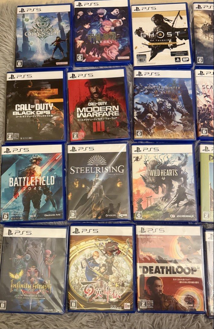 Brand new PS5 games (Category: PlayStation) located in Pasig City. Submitted by audiexx (Listing ID 1470110261, Image 2). Description: 24 PS5 Games Take all for 19k 1500 each PlayStation 5 (PS5) (SOLD) Wo Long: Fallen Dynasty Eiyuden Chronicle: Hundred Heroes Warhammer Chaosbane: Slayer Edition Battlefield 2042 Valkyrie Elysium Steelrising Saints Row (Plaion Best Edition) Immortals Fenyx Rising Wild Hearts Hogwarts Legacy Scarlet Nexus (SOLD) One