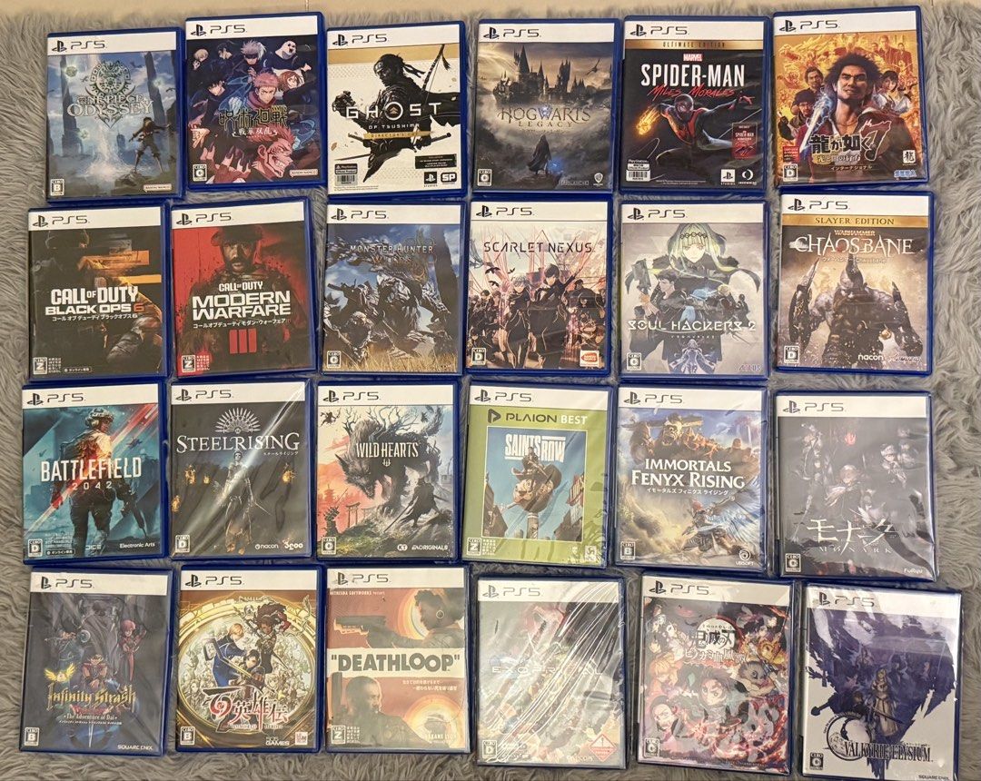 Brand new PS5 games (Category: PlayStation) located in Pasig City. Submitted by audiexx (Listing ID 1470110261, Image 1). Description: 24 PS5 Games Take all for 19k 1500 each PlayStation 5 (PS5) (SOLD) Wo Long: Fallen Dynasty Eiyuden Chronicle: Hundred Heroes Warhammer Chaosbane: Slayer Edition Battlefield 2042 Valkyrie Elysium Steelrising Saints Row (Plaion Best Edition) Immortals Fenyx Rising Wild Hearts Hogwarts Legacy Scarlet Nexus (SOLD) One