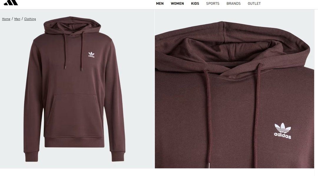 Brown adidas embroidery (Category: Hoodies) located in Meycauayan. Submitted by _trip2thrift.bul (Listing ID 1469966786, Image 1). Description: 20x27 small.