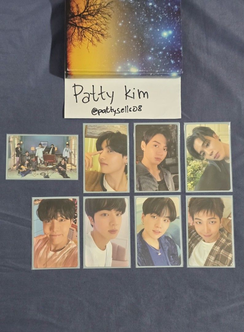 BTS BE Essential Edition Album Photocards Full Set (Category: K-Wave Merchandise) located in Manila. Submitted by pattysells08 (Listing ID 1470032055, Image 1). Description: - Official - Onhand - Official BTS BE album complete set - Includes all 7 member photocards (V, Jungkook, Jimin, J-Hope, Jin, Suga, RM) - Includes group postcard - Selling as a full set only (no tingi/splitting).