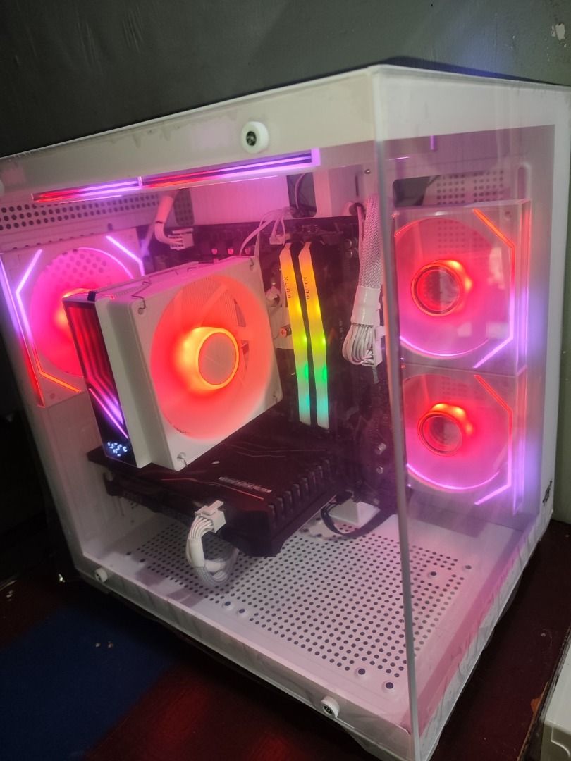 Budget Gaming PC Build (Category: Desktops) located in Muntinlupa City. Submitted by airborne_bilko (Listing ID 1470075267, Image 2). Description: Budget Gaming PC (white build/ system unit only): Gigabyte B550M (Wi-Fi) Ryzen 3300X MSI GTX 1660 Super XLR8 DDR4-3200 16GB (8*2) RGB RAM 512GB M.2 SSD w/ Heat Sink CPU Air Cooler Digital Infinity ARGB MB Sync 5x Infinity Case Fans ARGB MB Sync Thermaltake Smart RGB 500W 80+ PSU SeaView mATX PC Case Wi