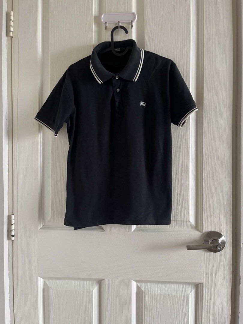 Authentic Burberry Black Ringer Logo Polo Shirt (Category: Luxury Apparel) located in Muntinlupa City. Submitted by thevintageeditbyashley (Listing ID 1469979454, Image 2). Description: -Size is small, fits up to medium -No flaws -Authentic and complete tags.