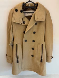 BURBERY BRIT WOOL-BLEND DOUBLE-BREASTED TRENCH COAT IN BLACK, Luxury ...