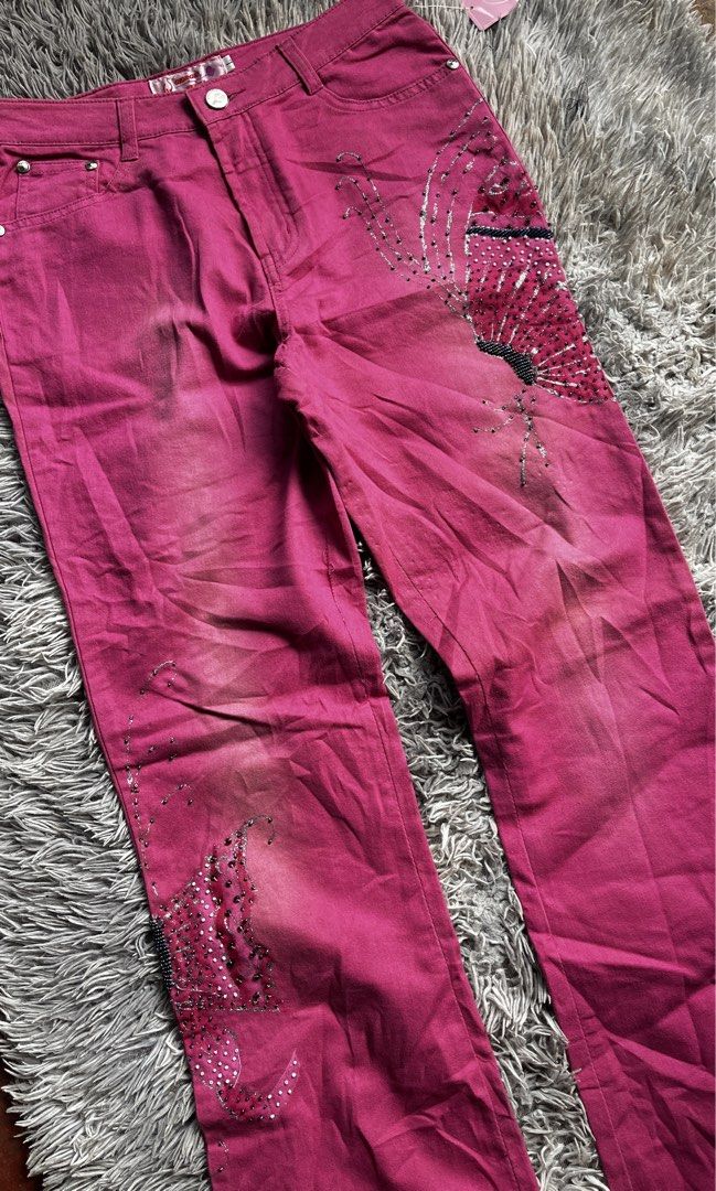 Butterfly Beaded Flared jeans (Category: Jeans) located in Cagayan de Oro. Submitted by epicbird.185fef (Listing ID 1470026065, Image 2). Description: 🦋BUTTERFLY BEADED SHEMERING VINTAGE PINK FLARED JEANS🦋 🎀27-28 🎀length 40 inch. 🎀like new! 🎀vv pretty! (No flaws) Mine💵450❌ Steal💸550 Grab💰650 Bid: add 50 inc. End of bedding: TOMORROW 10:30 AM Lock🔐1k AU☑️ (shipped) 🥀no when worn! Mine now pay now!🥀.