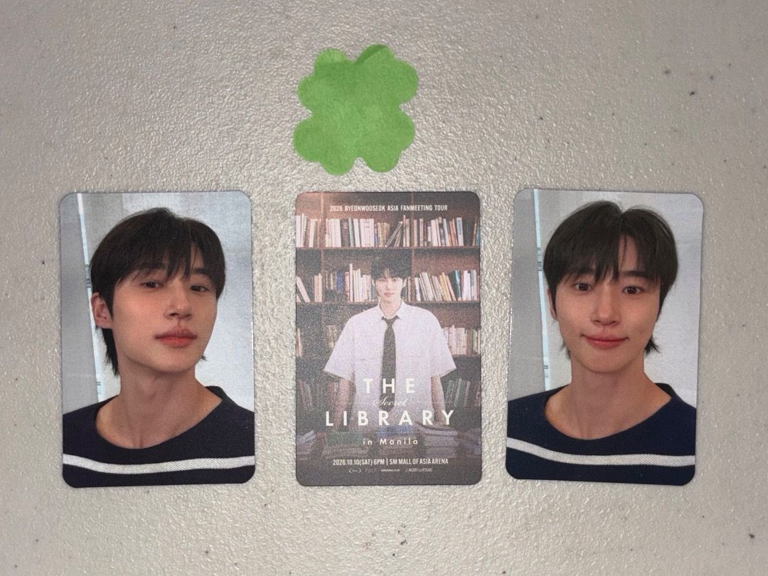 Byeon Woo Seok Photocard (Category: K-Wave Merchandise) located in Caloocan City. Submitted by faith35 (Listing ID 1470042706, Image 2). Description: - Official Byeon Woo Seok photocard from 'The Secret Library' fanmeet Philippines - ₱3000 for all & get Free Confetti if you get all 3 - 1 PC is ₱1000 - Clean edges with no bends, scratches, or flaws spotted.