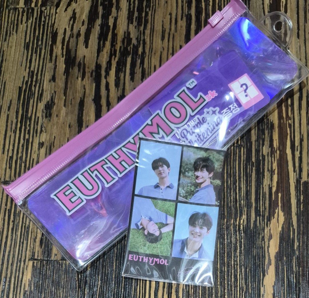 Byeon Wooseok Sticker x Euthymol with Pouch (Category: K-Wave Merchandise) located in Imus. Submitted by shopestepanimey (Listing ID 1470118841, Image 2). Description: - Official Park Seo-jun photocard from Euthymol - Features 4 different photo cuts and his signature - Includes purple Euthymol holographic zipper pouch - Ideal for K-drama fans and collectors.