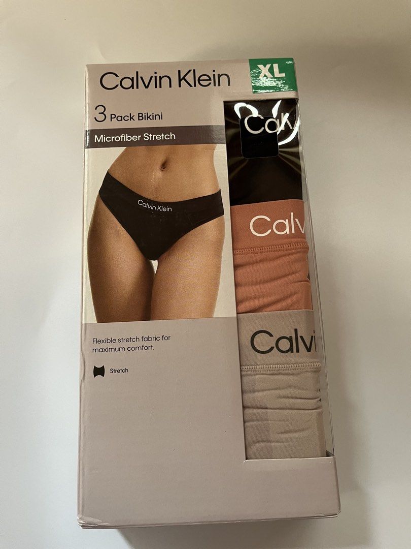 Calvin Klein 3 Pack Bikini (Category: Undergarments & Loungewear) located in Santa Rosa. Submitted by ninaparis (Listing ID 1470000725, Image 1). Description: Original Calvin Klein Microfiber Stretch 3 Pack Bikini size XL waist 33 1/2-34 1/2 Hip 43 1/2-44 1/2.
