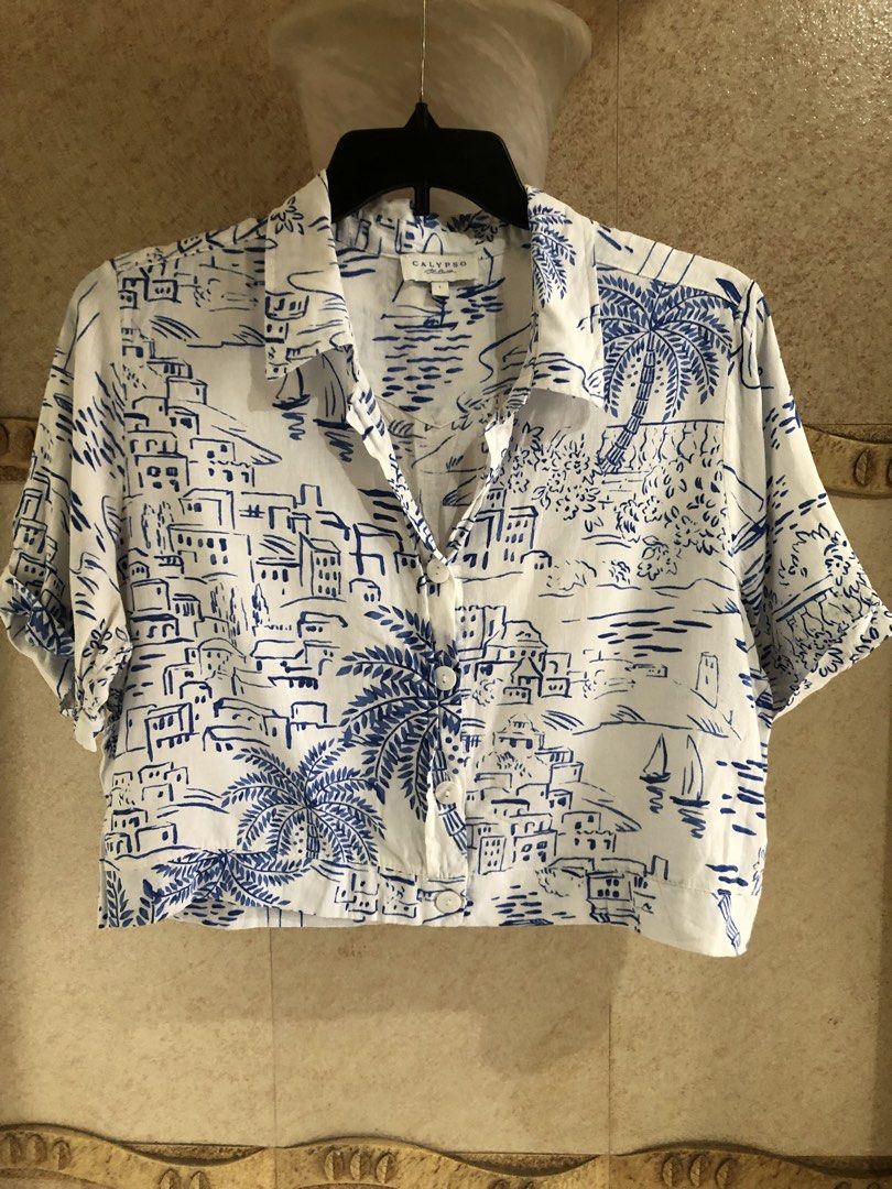 CALYPSO St BARTH summer top (Category: Blouses) located in Santa Rosa. Submitted by eceldg05 (Listing ID 1469994776, Image 2). Description: CALYPSO ST BARTH Medium/ large Linen fabric Semi crop polo short sleeve Excellent.