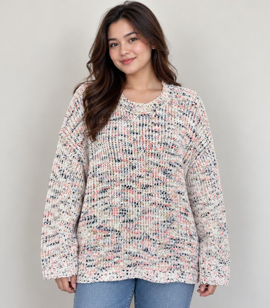 Candy Speckled Knit Sweater - cable & gauge (Category: Longsleeves) located in San Mateo. Submitted by sellbypelle (Listing ID 1470016338, Image 1). Description: Pre loved 🌸 Brand: cable & gauge Actual Measurements W: 23 (46 bust) can stretch up to 25 L : 30 inch No Issue Location: Rizal 💰 Payment: GCash — pay first 📦 Shipping: + sf via J&T only 🗓️ Batch shipping: Once a week 💡 Actual color may vary slightly due to lighting and screen settin