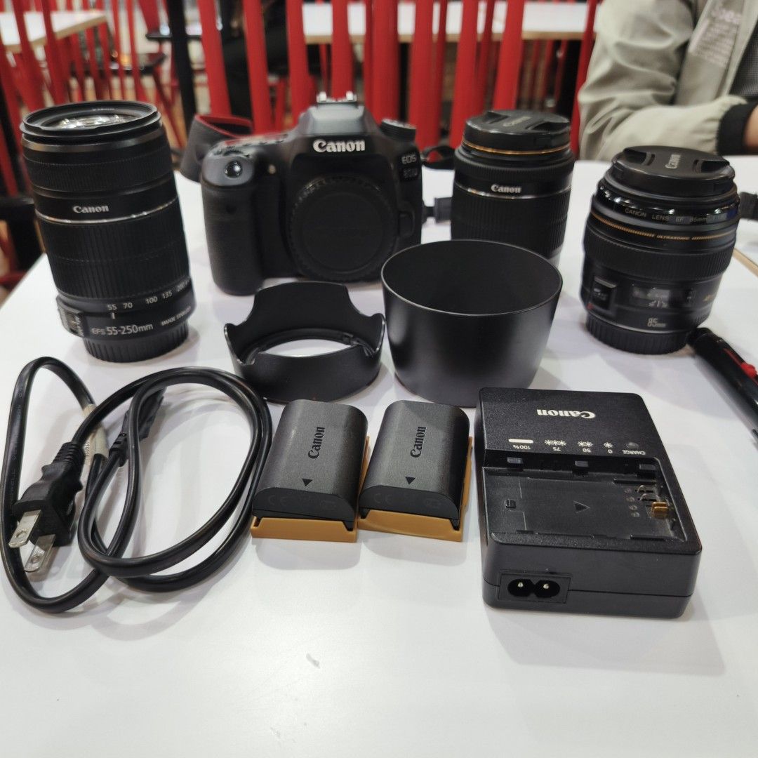 Canon EOS 80D DSLR Camera Bundle with 3 lens (Category: Cameras) located in Manila. Submitted by jeromedumm13989 (Listing ID 1469995765, Image 1). Description: - Camera: Canon EOS 80D semi pro dslrFully functional) - Lenses: EF-S 18-55mm & 85mm f1.8 ultrasonic 55-250mm - Accessories: 2x Batteries, Battery Charger, Power Cable, and Lens Hood bag and tripod - Condition: Powers up normally, ready to shoot - Ideal for: Photography hobbyists looking f
