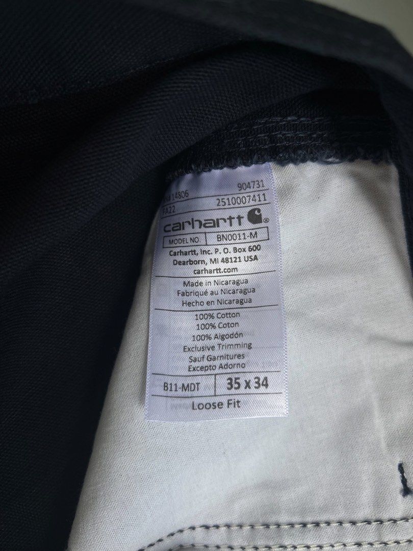 Carhartt B11 MDT Carpenter Pants (Category: Jeans) located in Tacloban City. Submitted by xyrus_olimpo (Listing ID 1470103936, Image 3). Description: Size: 35x34 Waist: 35 Length: 45 Hem: 9 Color rate: 10/10 Issue:❌ 📍Please consider your purchase carefully. 📍All items are pre-owned unless otherwise stated. 📍All sales are final-no returns or exchanges. 📍Free shipping within the Philippines.