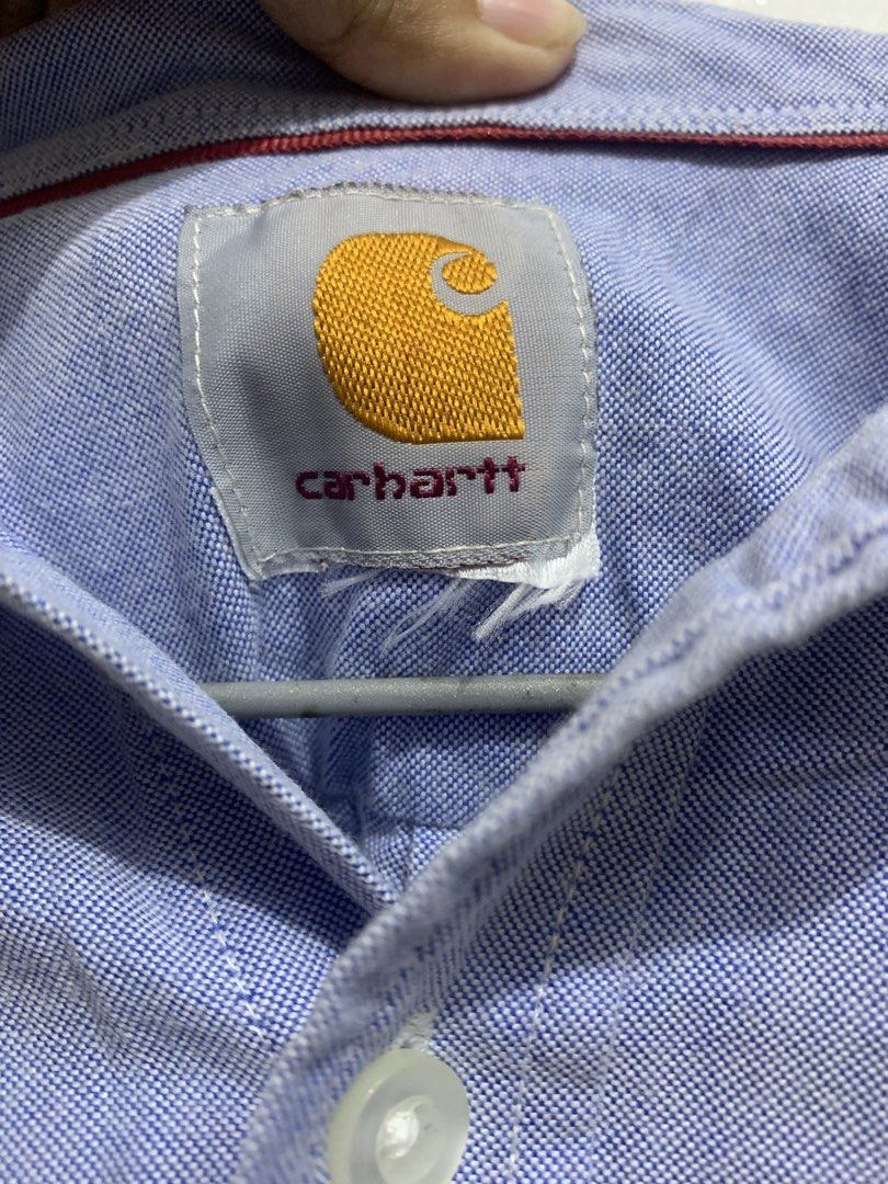 Carhartt cropped patchwork colorblock button-down shirt for women (Category: Others Tops) located in Manila. Submitted by nikwieue (Listing ID 1469999067, Image 3). Description: complete logo but cut tags.