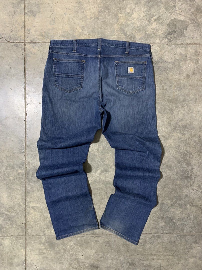 Carhartt Relax Fit Rugged Flex (Category: Jeans) located in Tibiao. Submitted by notaveragethrift (Listing ID 1470083558, Image 1). Description: Waist - 40 on tag Length- 45 Thighs- 13 Leg opening - 9 CR- 9.7/10 or better Excellent Condition Need wash 📌Issue washable stain (see last photo).