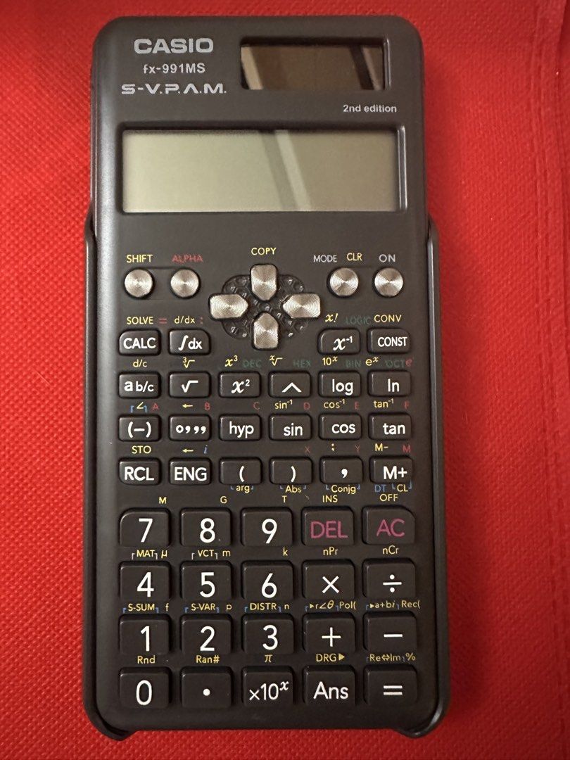 Casio fx-991MS 2nd Edition Scientific Calculator with Box (Category: Office & Business Technology) located in Manila. Submitted by swiftfire_5283dd (Listing ID 1470000947, Image 2). Description: Casio fx-991MS 2nd edition scientific calculator. Handles 401 functions including integration and differentiation. Two-line display. Original box included. Everything works properly, screen turns on and shows all segments clearly. Clean keys, no fading on