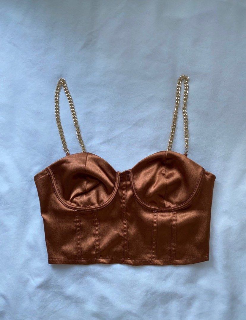 Chain strap in satin cami top (Category: Sleeveless) located in Manila. Submitted by declutterbylish (Listing ID 1469987939, Image 1). Description: .