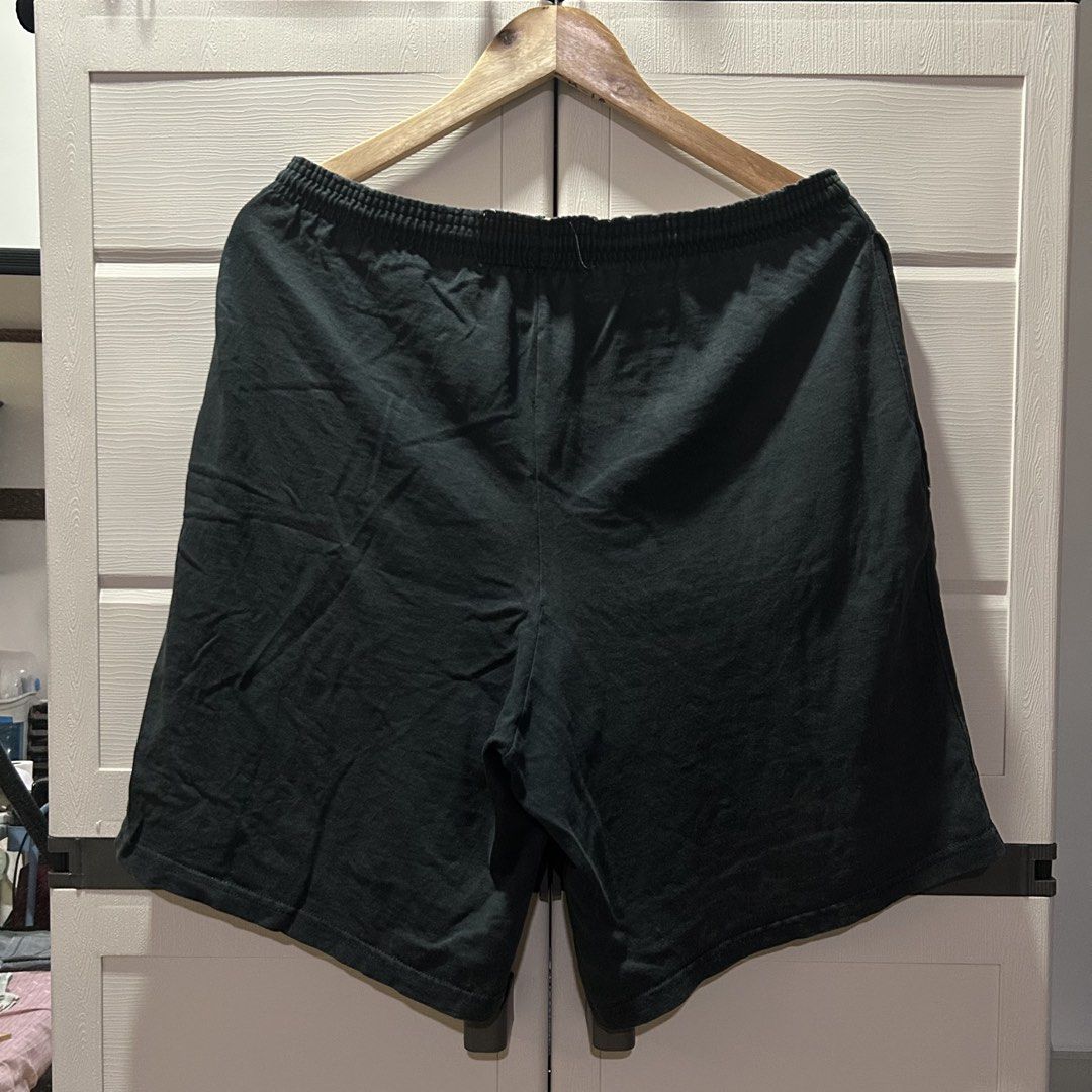 Champion Black Cotton Shorts (Category: Shorts) located in Baguio. Submitted by thrift_zi3 (Listing ID 1469957629, Image 2). Description: Champion Black Cotton Shorts Medium on tag W 34"-40" L 19" leg opening 13" *good fade, pin holes on linings, mini repairs Mine 150.