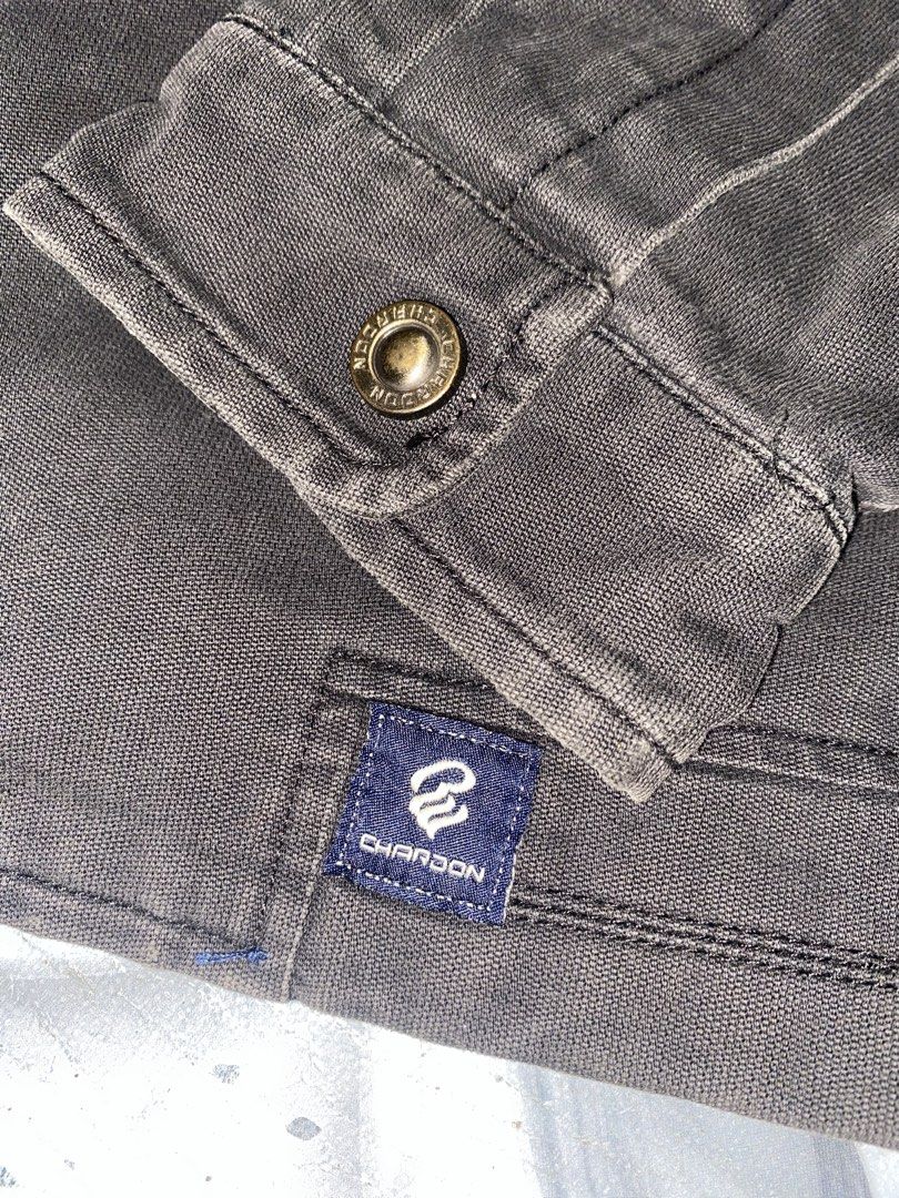 Chardon Wear Dark Grey Jacket Size M (Category: Coats, Jackets and Outerwear) located in Manila. Submitted by boooooos (Listing ID 1469960592, Image 2). Description: - Brand: Chardon Wear (Rocawear) - Color/Material: Dark grey canvas with quilted nylon interior lining - Closure: Full front zip and metallic zipper with branded cuff buttons DM for more details!.
