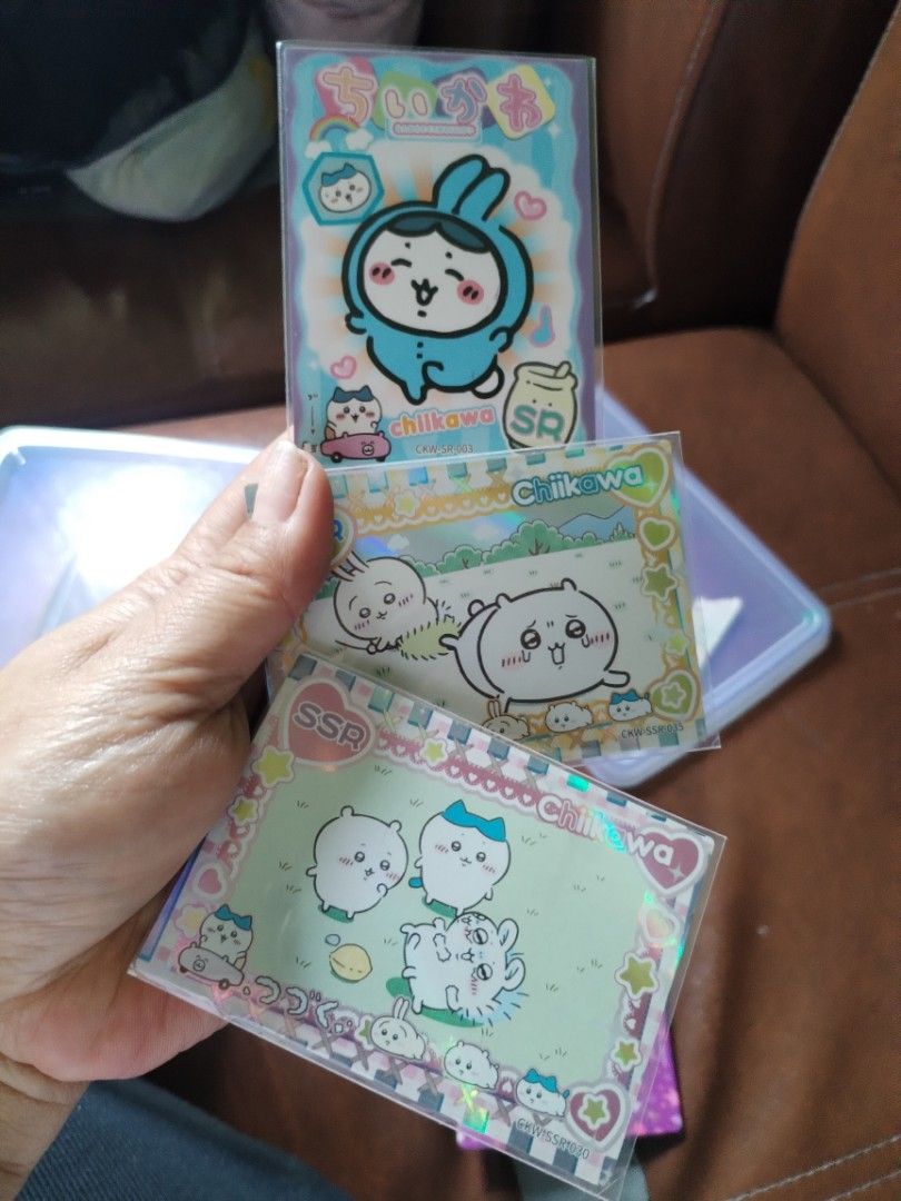 Chiikawa (Category: Raw Singles) located in La Trinidad. Submitted by malditas (Listing ID 1470072293, Image 1). Description: - Set of 6 Chiikawa collectible cards - Features popular characters like Usagi and Hachiware - Includes SR and SSR rarity variants - Stunning holographic finishes with vibrant, glossy details - Comes with protective sleeves to keep cards mint - Perfect for collectors and gift-giving.