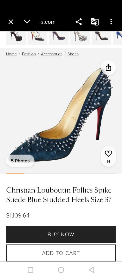 CHRISTIAN LOUBOUTIN SPIKE PUMPS (Category: Heels) located in Bulacan. Submitted by joanagwen (Listing ID 1469974441, Image 2). Description: CEEE ELLE SPIKE PUMPS Lighter shade in actual Size 39 on tag.
