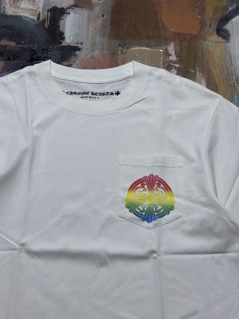 Chrome Hearts pocket tee (Category: Tshirts & Polo Shirts ) located in Las Pinas. Submitted by thrftmnl. (Listing ID 1469963553, Image 2). Description: Chrome hearts pocket tee Size: Small on tag (fits Medium) Dimes Width: 20.5 Length: 27.5 Issue: none.