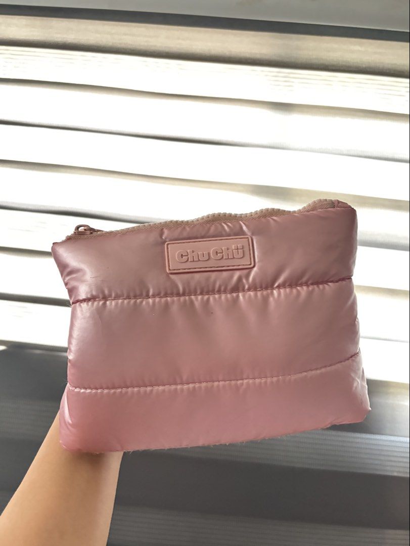 chuchu light pink make up puffer pouch (Category: Makeup) located in Manila. Submitted by iyahpreloved_ (Listing ID 1469978786, Image 3). Description: needs to be clean inside .