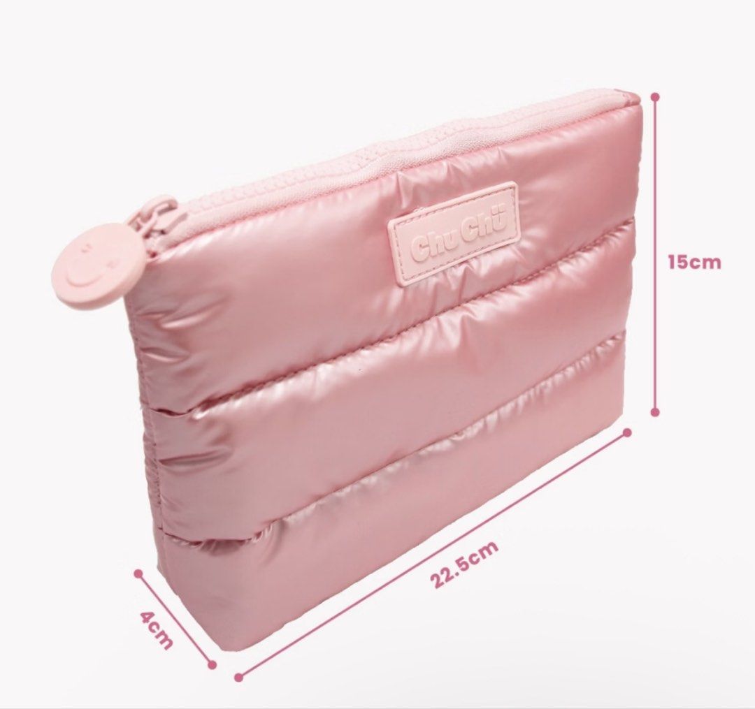 chuchu light pink make up puffer pouch (Category: Makeup) located in Manila. Submitted by iyahpreloved_ (Listing ID 1469978786, Image 2). Description: needs to be clean inside .