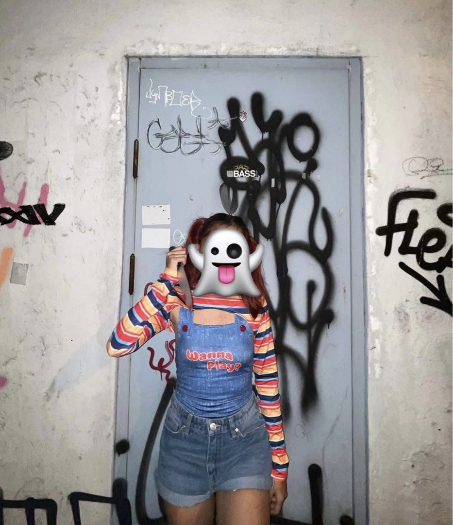 Chucky Halloween Costume for RENT (Category: Sets or Coordinates) located in Quezon City. Submitted by justprelovedbyam (Listing ID 1470027955, Image 2). Description: ‼️PLS READ‼️ CHUCKY COSTUME FOR RENT > Php 300 per day > Php 500 for 2 days > Php 700 for 3 days (with Php 500 minimum deposit incase of item damage or item loss) Inclusions: - stripped cropped long sleeves - “jumper” body suit - Kitchen knife prop (shorts not included) SIZE : SMALL