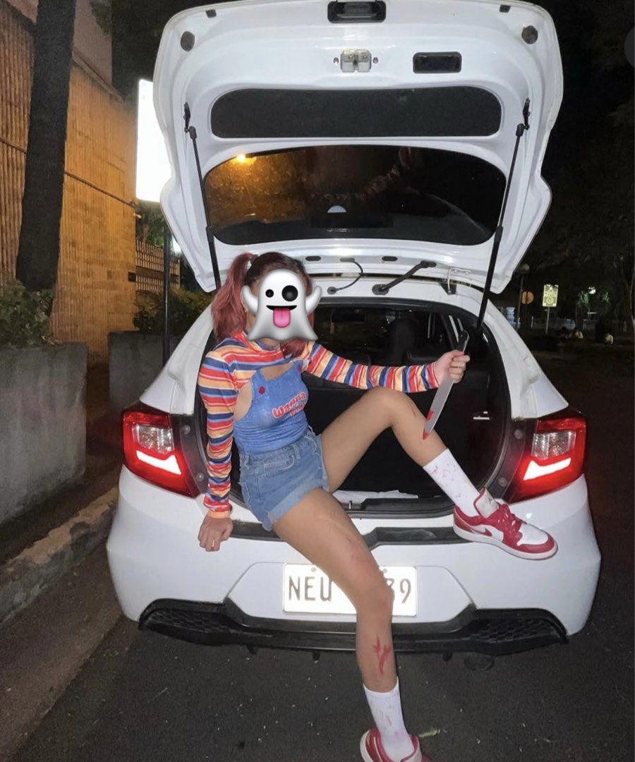 Chucky Halloween Costume for RENT (Category: Sets or Coordinates) located in Quezon City. Submitted by justprelovedbyam (Listing ID 1470027955, Image 1). Description: ‼️PLS READ‼️ CHUCKY COSTUME FOR RENT > Php 300 per day > Php 500 for 2 days > Php 700 for 3 days (with Php 500 minimum deposit incase of item damage or item loss) Inclusions: - stripped cropped long sleeves - “jumper” body suit - Kitchen knife prop (shorts not included) SIZE : SMALL