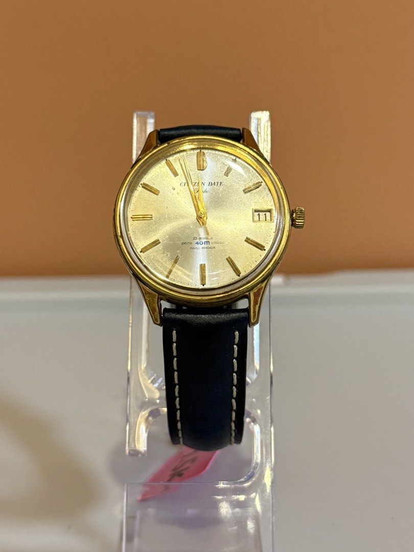 Citizen Date Flake 22 Jewels Gold Watch (Category: Women's Watches) located in Bacoor. Submitted by michiepeachy (Listing ID 1470130965, Image 1). Description: Movement: Manual-wind mechanical Strap: Replaced Issue: None Price: 4,500 Inclusion: Watch only ‼️Please be reminded that this is preloved (second-hand), so it may have minor signs of wear consistent with its age. Kindly review the photos before purchasing.‼️.