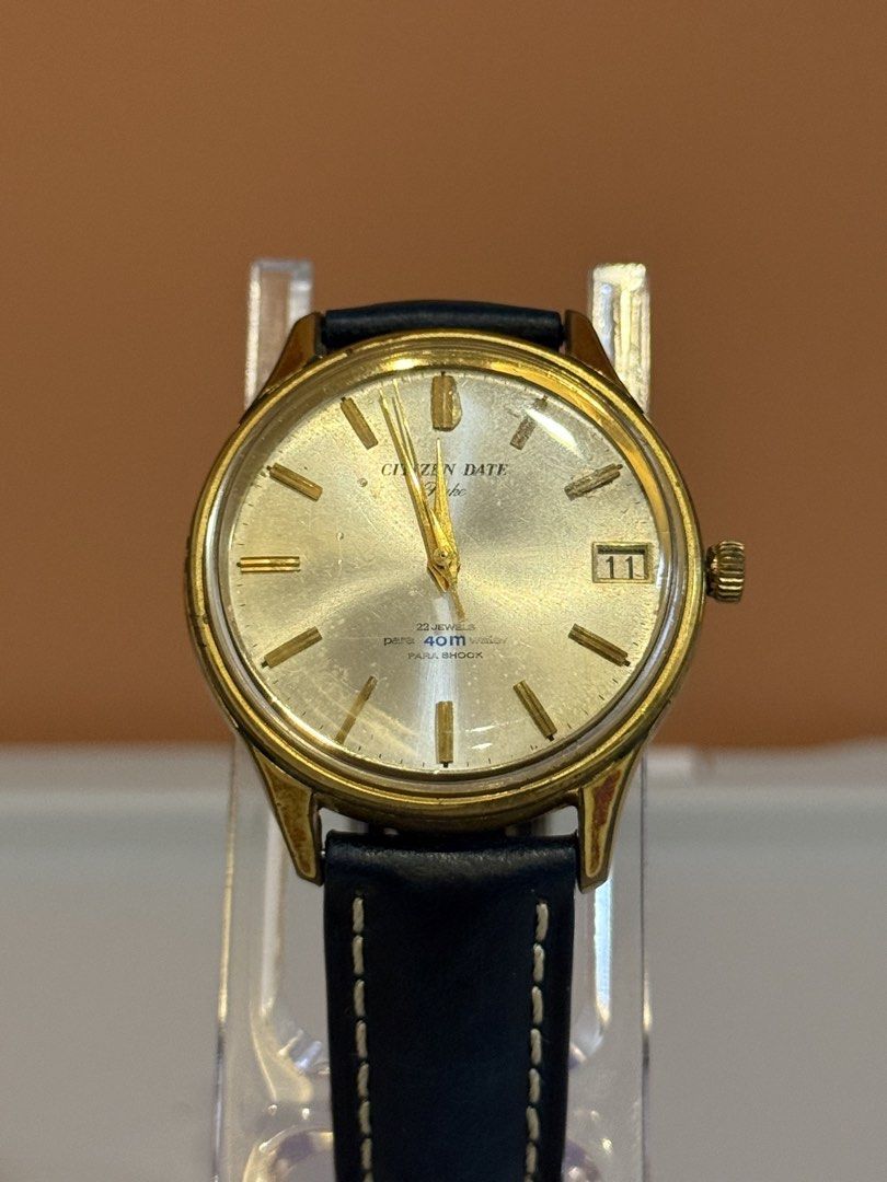 Citizen Date Flake 22 Jewels Gold Watch (Category: Women's Watches) located in Bacoor. Submitted by michiepeachy (Listing ID 1470130965, Image 2). Description: Movement: Manual-wind mechanical Strap: Replaced Issue: None Price: 4,500 Inclusion: Watch only ‼️Please be reminded that this is preloved (second-hand), so it may have minor signs of wear consistent with its age. Kindly review the photos before purchasing.‼️.
