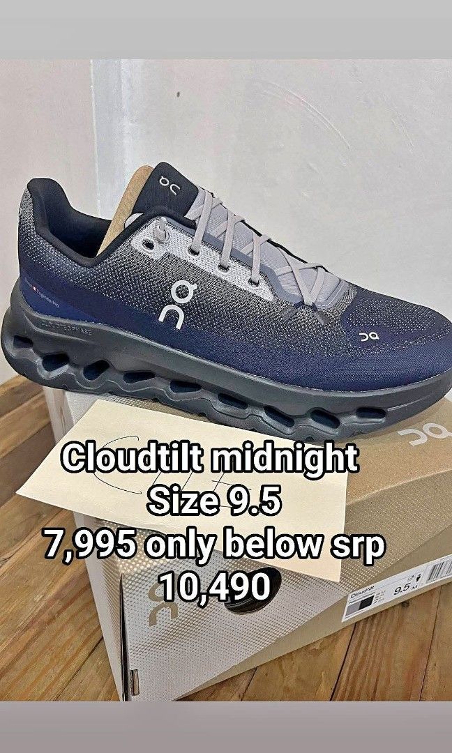 Cloudtilt ivory (Category: Sneakers) located in Makati City. Submitted by giesneak (Listing ID 1470138884, Image 2). Description: For sale OnCloud tilt ivory Size 10 mens OnCloudtilt midnight size 9.5mens 7,995 each only below srp 10,490 Brand new Imus area Ship : lalamove / jnt Pm me.
