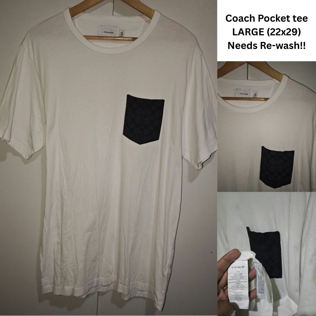Coach Pocket Tee Large 22x29 (Category: Tshirts & Polo Shirts ) located in Caloocan City. Submitted by thebrokebean_mla (Listing ID 1470100211, Image 1). Description: Item Details Dimensions: 22 × 29 Size: Large Color: White Condition: Excellent condition Tags: Complete tags included NOTE: Needs hand wash Location 📍 Metro Manila Shipping Options ❣️J&T Express (default) ❣️Lalamove (optional) #thriftfinds #thrifting #thrift #thrifted #thriftshoppi