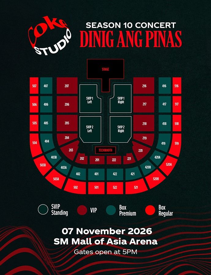 Coke Studio Season 10 SVIP1 Right (Category: Events Tickets) located in Cainta. Submitted by ceeesquared (Listing ID 1470033892, Image 2). Description: Two SVIP1 Right tickets for Coke Studio Season 10 happening this November 7, 2026 Gates open at 5 PM. Lineup includes BINI, KZ Tandingan, Ben&Ben, Al James, Earl Agustin, and G22..