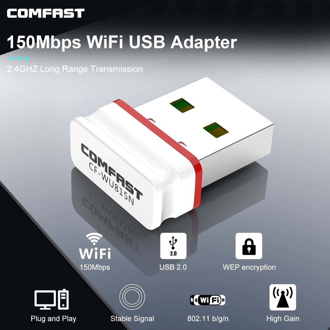 Comfast Free Driver 150Mbps Mini Network Card Wireless WiFi USB Adapter Antenna for PC Computer (Category: Other Mobile & Gadget Accessories) located in Antipolo. Submitted by carenalba18 (Listing ID 1470056090, Image 1). Description: Comfast Free Driver 150Mbps Mini Network Card Wireless WiFi USB Adapter Antenna for PC Computer.