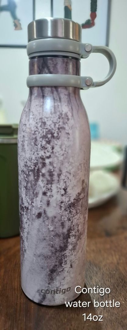 CONTIGO Marble Print Water Bottle 14oz (Category: Water Bottles & Tumblers) located in Pasig City. Submitted by dripcounty (Listing ID 1470025330, Image 1). Description: CONTIGO Marble Print Water Bottle 14oz ₱250 Bought in the Philippines Condition: Good / preloved Contigo 14 oz water bottle with marble-style finish, screw cap and carry handle. Exterior wear as shown. Actual item shown in photos. Delivery fee shouldered by buyer (Lalamove / othe