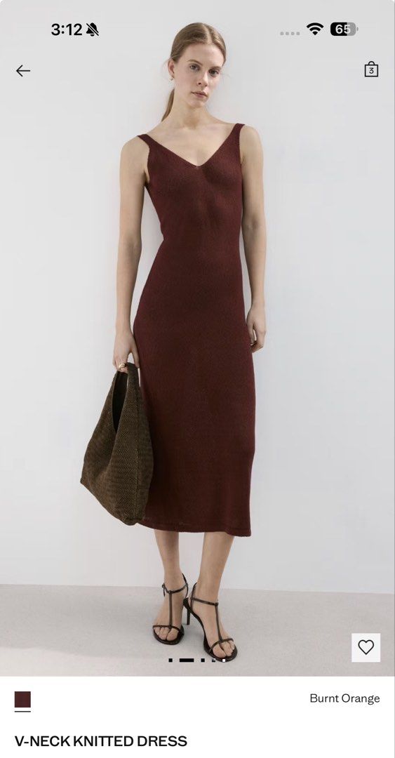 Mango V-Neck Knitted Dress Burnt Orange (Category: Dresses) located in Pasay City. Submitted by gold1001 (Listing ID 1470015227, Image 1). Description: - Style: V-neck, sleeveless, close-fitting midi dress - Color: Rich burnt orange - Material: Open knit textured fabric with stretch - Versatility: Perfect for everyday wear or dinner dates, easily dressed up or down - From OG price P3,295.