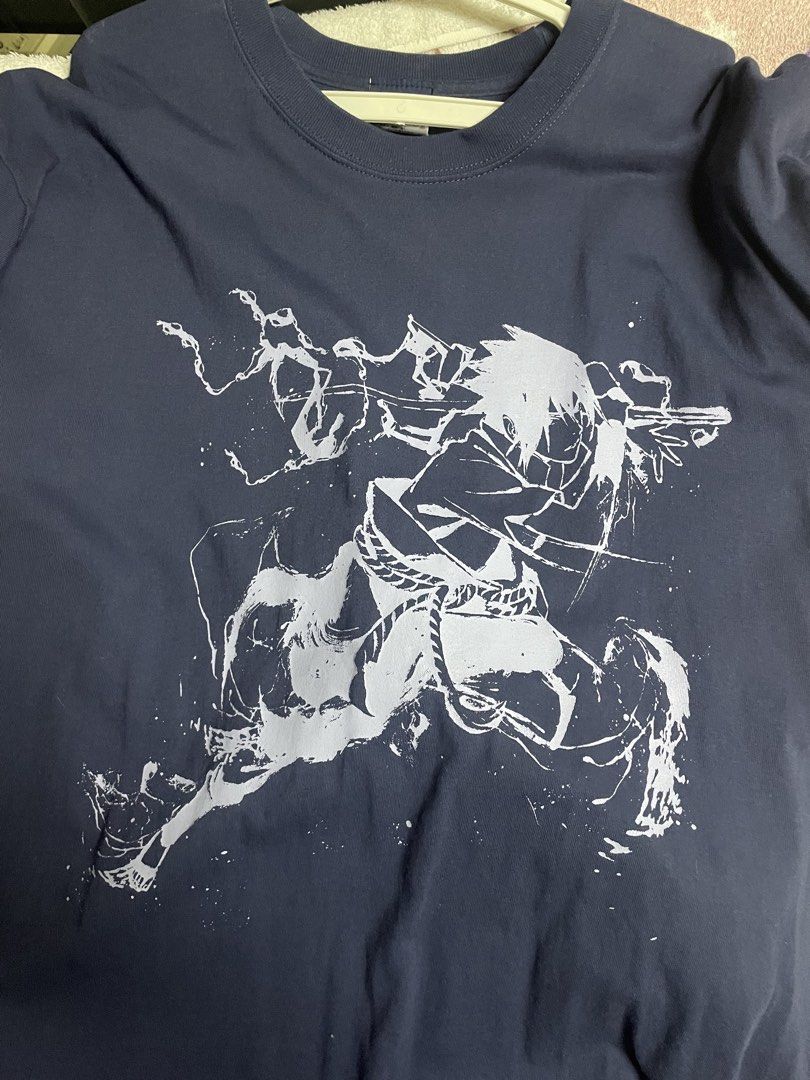 COSPA Naruto Sasuke Uchiha Graphic Shirt (Category: Tshirts & Polo Shirts ) located in Manila. Submitted by 2002kid (Listing ID 1469957497, Image 3). Description: - Authentic COSPA Naruto graphic t-shirt - Color: Indigo Blue - Design: Dynamic Sasuke Uchiha artwork on chest with lightning details and stylized lettering on back collar - Material: 100% soft and comfortable cotton - Size: XL - Dimes - Width: 24 - Length: 30 - issue: None Ready to use