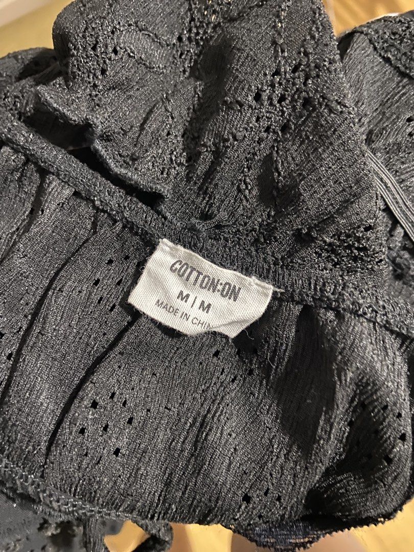 Cotton on eyelet top (Category: Blouses) located in Lapu-Lapu City. Submitted by denyella (Listing ID 1469986635, Image 3). Description: Cotton on eyelet with lace details size: M color: black NO ISSUES used twice only rfs: decluttering .