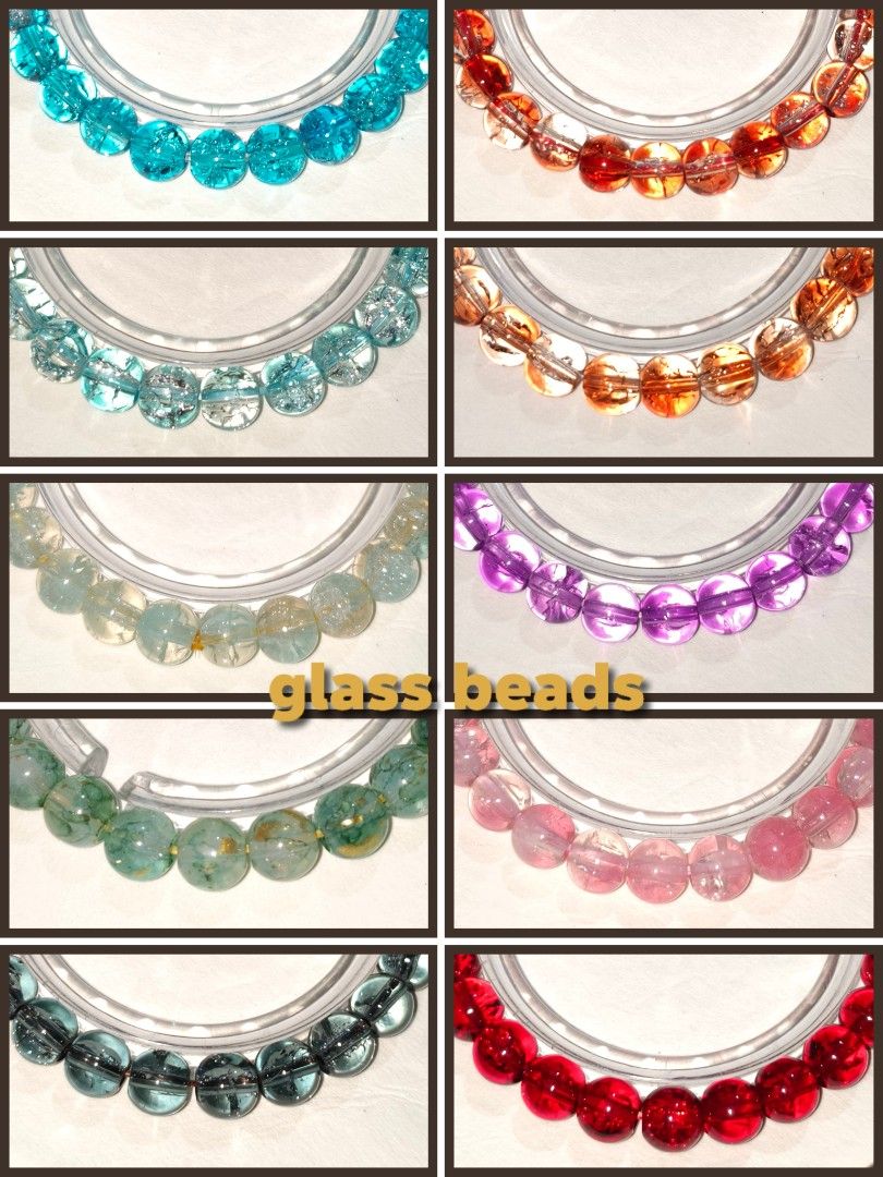 Crackled Glass Bead Bracelets Various Colors (Category: Bracelets) located in Caloocan City. Submitted by books_and_beads (Listing ID 1470081227, Image 1). Description: - Crackled glass beads with a shiny finish - Available colors: ocean turquoise, fiery orange, icy aqua, peachy tangerine, ruby red, amethyst purple, sea foam green, moss green, smoky green, translucent rose quartz pink. - Standard stretch size fits most wrists comfortably (17-18cm