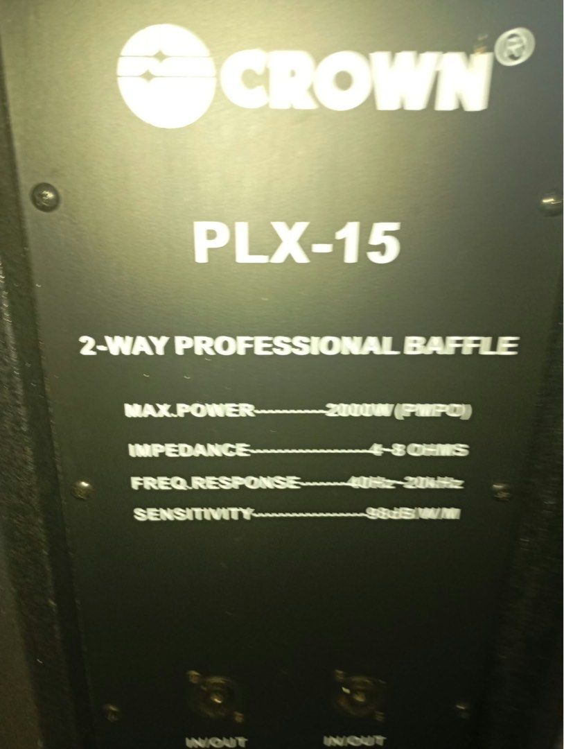 Crown PLX-15 Speaker (Category: Soundbars, Speakers & Amplifiers) located in Manila. Submitted by aaimdst (Listing ID 1470034635, Image 2). Description: .