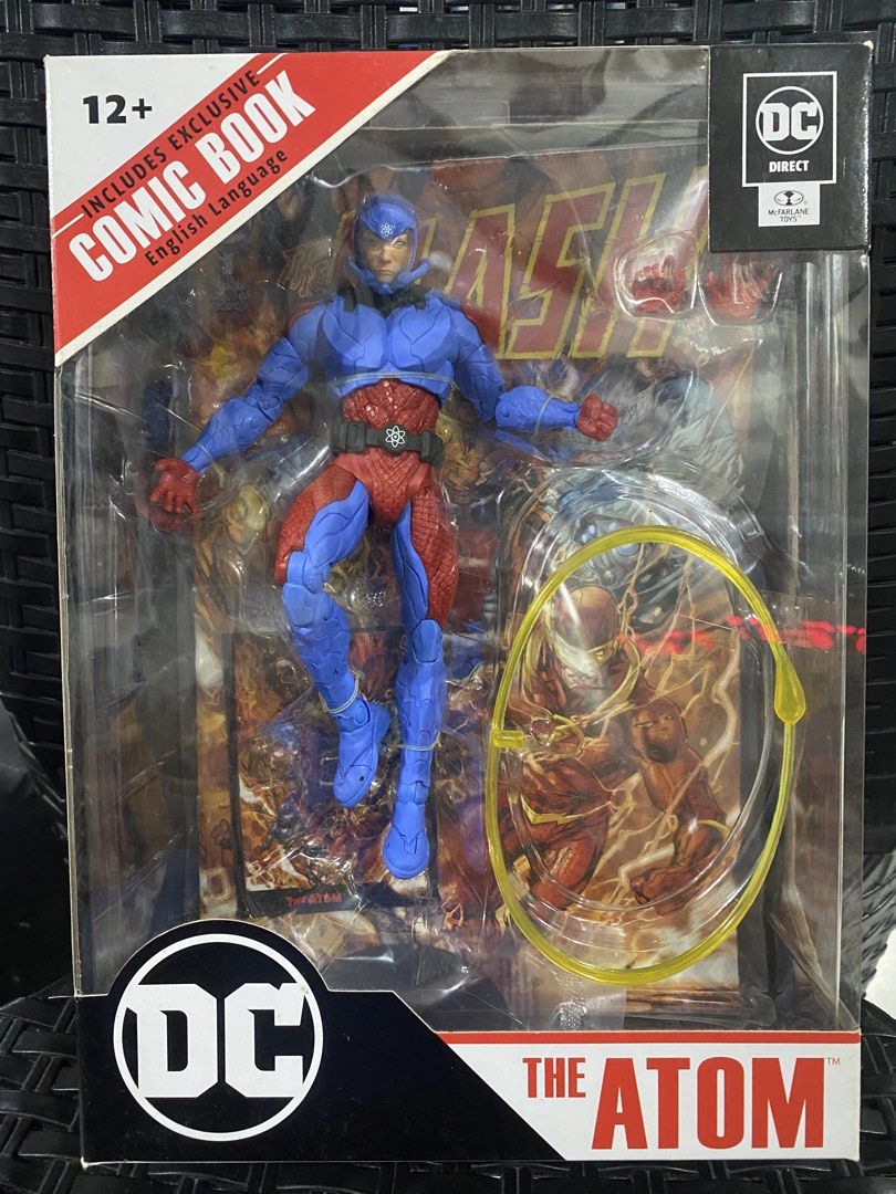 DC Direct The Atom Action Figure McFarlane Toys (Category: Figurines & Statues) located in Angeles City. Submitted by carrlarcollectibles (Listing ID 1469953719, Image 1). Description: - Brand: DC Direct / McFarlane Toys - Item: The Atom Action Figure - Condition: Figure is untouched and secure in original packaging; box has minor shelf wear - Inclusions: Exclusive comic book, interchangeable hands, yellow energy effect piece, and display stand. 