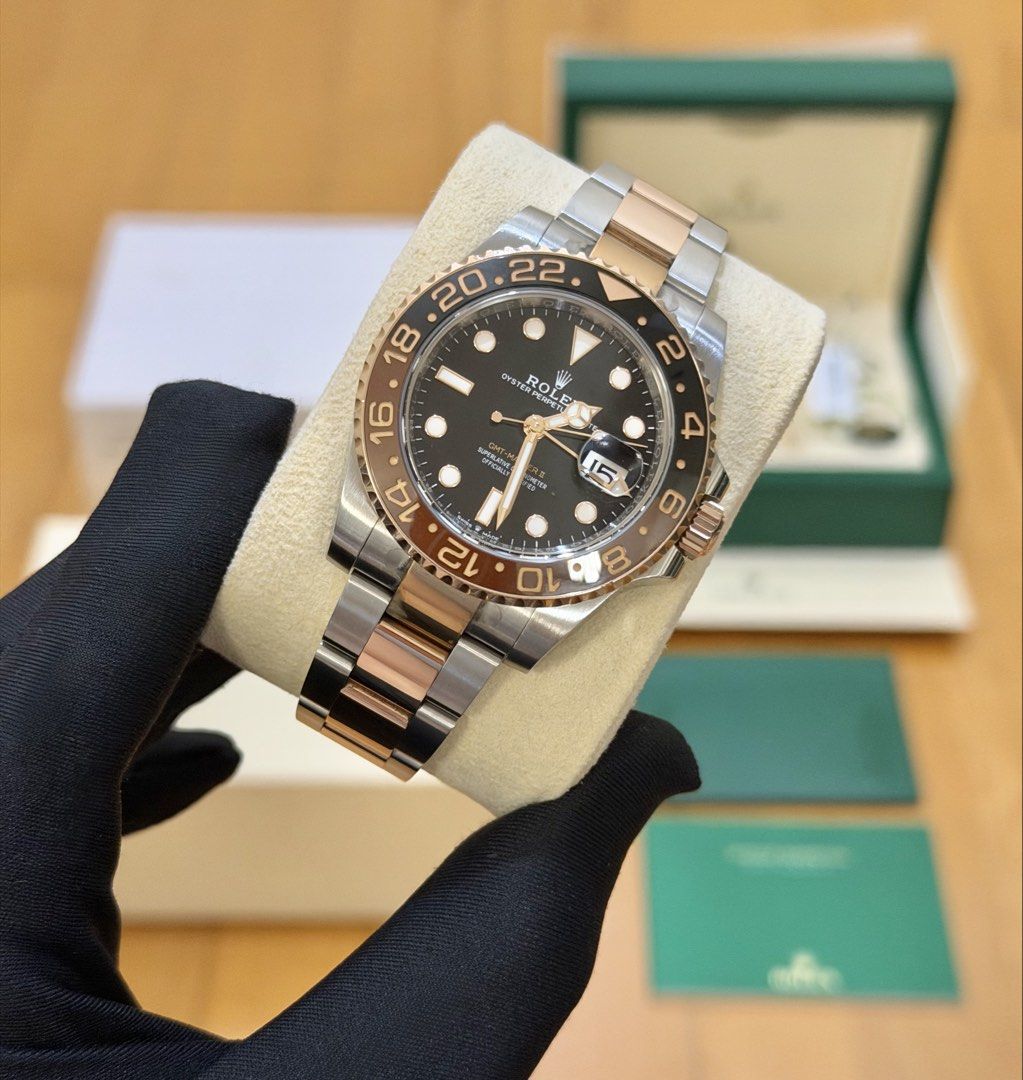 Dec 2023 Rolex Rootbeer GMT Two Tone (Category: Luxury Watches) located in Makati City. Submitted by timefocusph (Listing ID 1470006356, Image 1). Description: For sale: December 2023 Rolex Rootbeer Two Tone • Ref. 126711CHNR • 40mm case diameter • Full set- box, card, booklets, complete links • 9.5/10 condition (Like New) Selling this for ₱1,195,000.00.