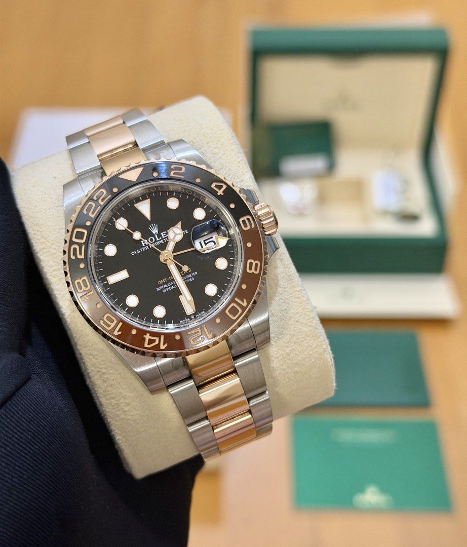 Dec 2023 Rolex Rootbeer GMT Two Tone (Category: Luxury Watches) located in Makati City. Submitted by timefocusph (Listing ID 1470006356, Image 3). Description: For sale: December 2023 Rolex Rootbeer Two Tone • Ref. 126711CHNR • 40mm case diameter • Full set- box, card, booklets, complete links • 9.5/10 condition (Like New) Selling this for ₱1,195,000.00.